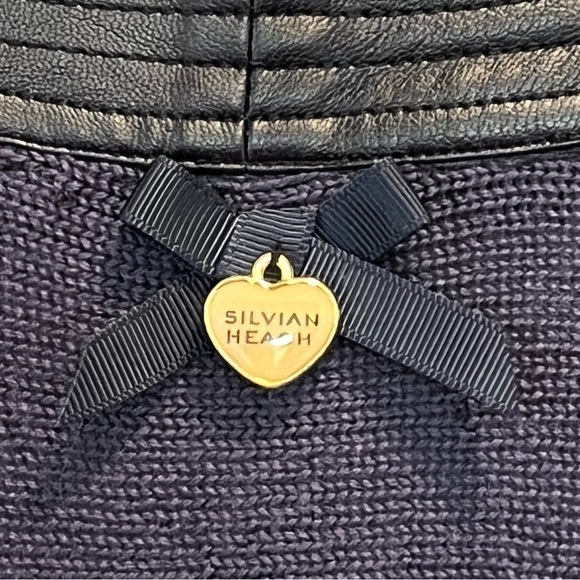 Silvian Heach Black and Blue Wool Blend Faux Leather Cardigan Women’s Medium - Picture 10 of 12